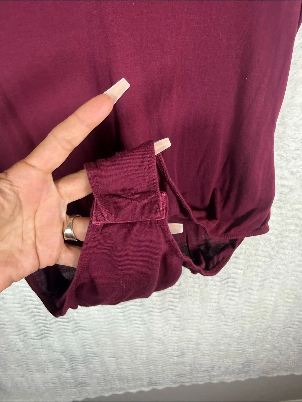 Free People Deep Burgundy V-Neck Bodysuit